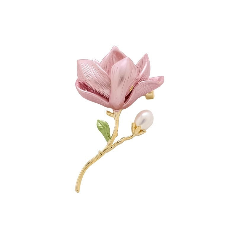 Delicate pink & lilac flower brooch, an elegant women's lapel pin accessory, adding a touch of charm.