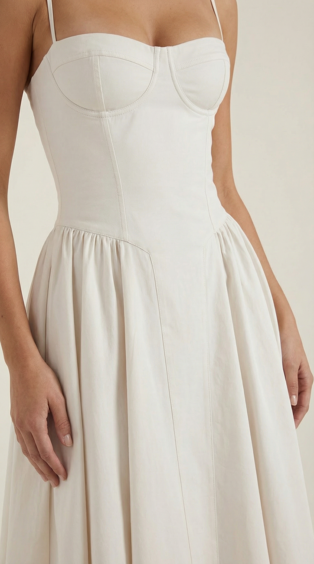 Feminine floral corset midi dress, a women's elegant summer dress with sweetheart neckline.