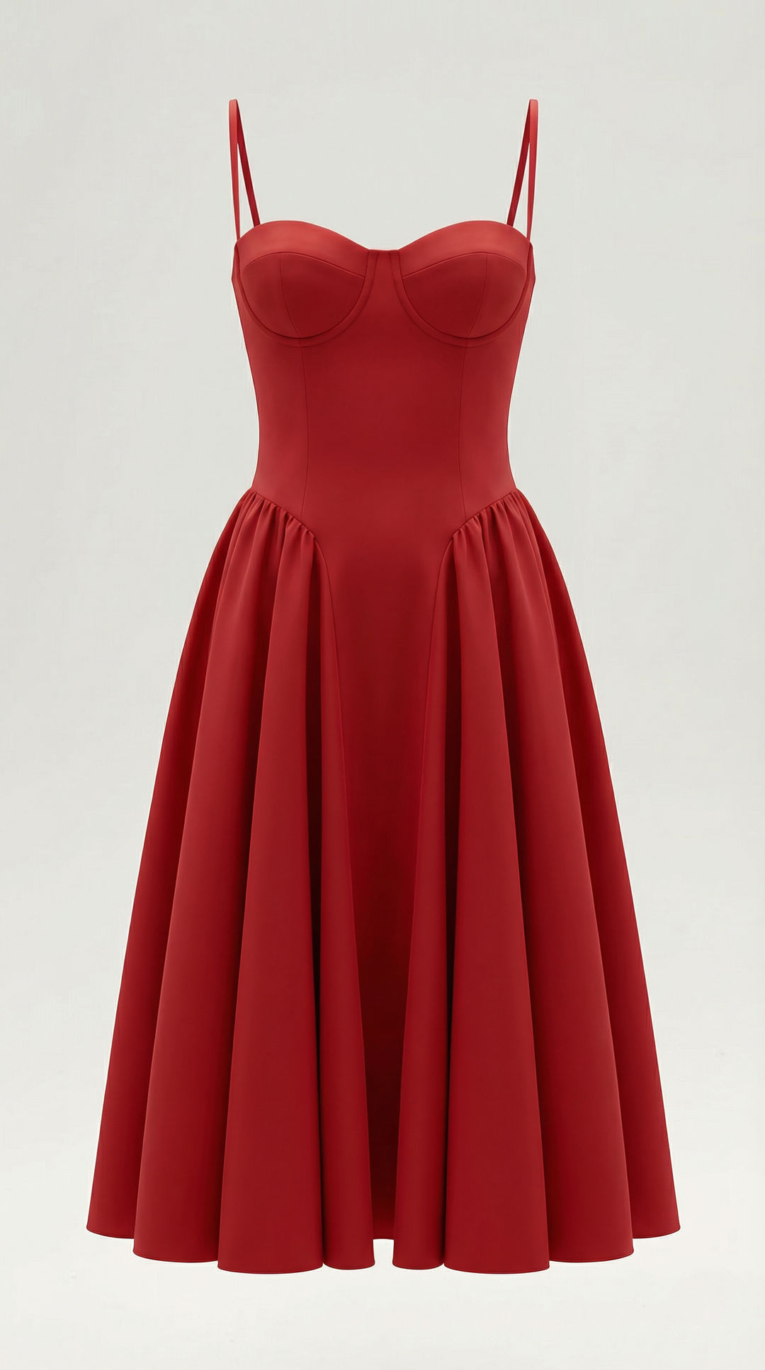 Flowing floral midi dress for women, with an elegant corset top and sweetheart neckline.