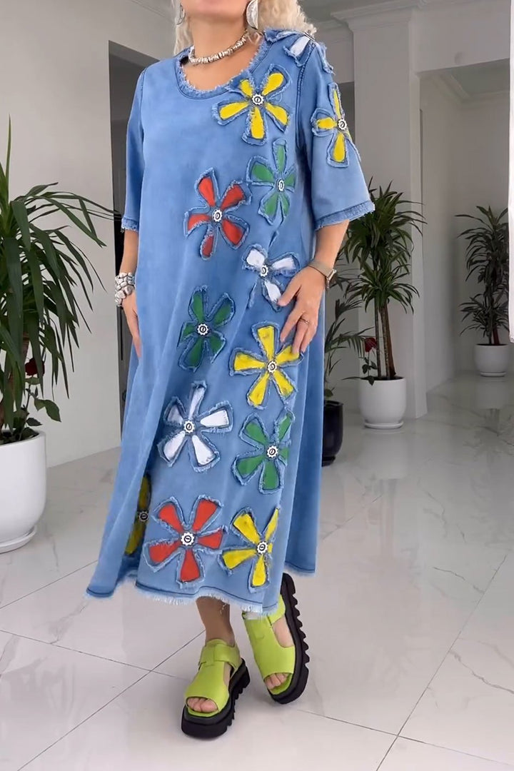 Relaxed fit floral maxi dress for women, ideal for all-day comfort, everyday wear & bohemian style.