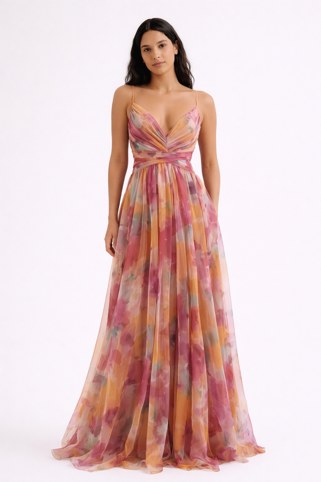 Elegant women's floral maxi dress, perfect for a wedding guest or special occasion. Sleeveless summer party dress.
