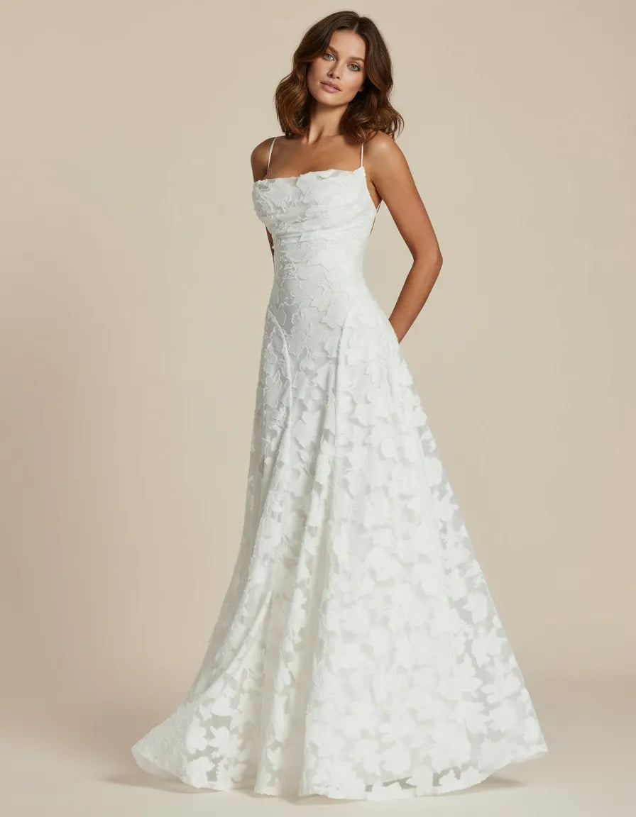 Feminine occasion dress, floral design with flowing silhouette, perfect for women's spring/summer parties.