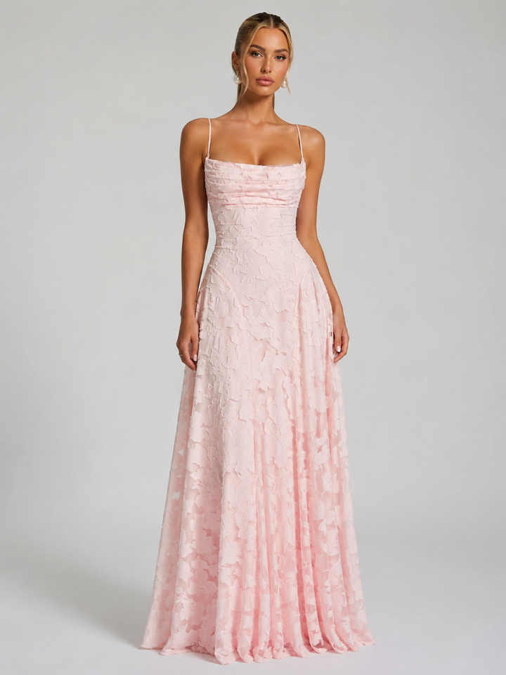 Elegant women's floral maxi dress. Perfect for summer fashion, vacation wear, or a casual long dress style.