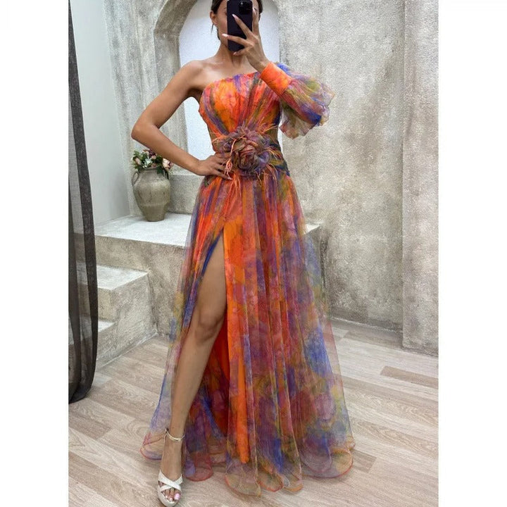 Beautiful women's summer floral maxi dress, elegant and breezy, ideal for garden parties or evening wear.