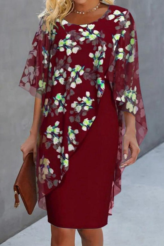 Chic women's floral midi dress, perfect for elegant parties, summer events, or casual spring fashion.