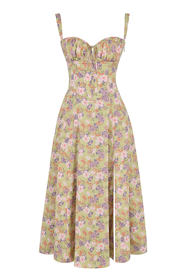 Vibrant floral print women's spring midi dress, elegant & stylish for any event.