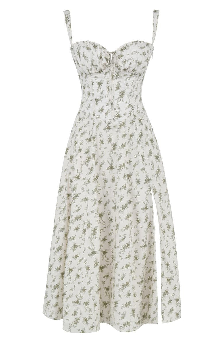 Women's elegant floral print spring midi dress, perfect for garden parties & events.
