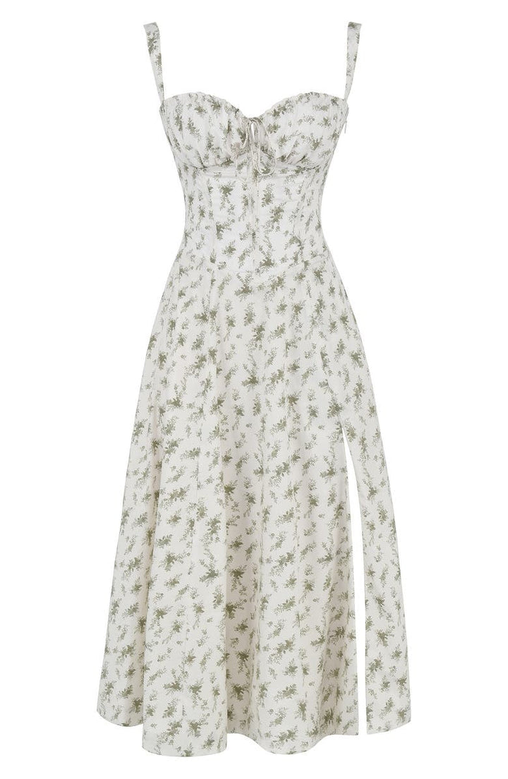 Women's elegant floral print spring midi dress, perfect for garden parties & events.