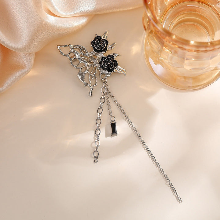 Outfit enhancer: elegant flower brooch with chain, a chic lapel pin for women's fashion.