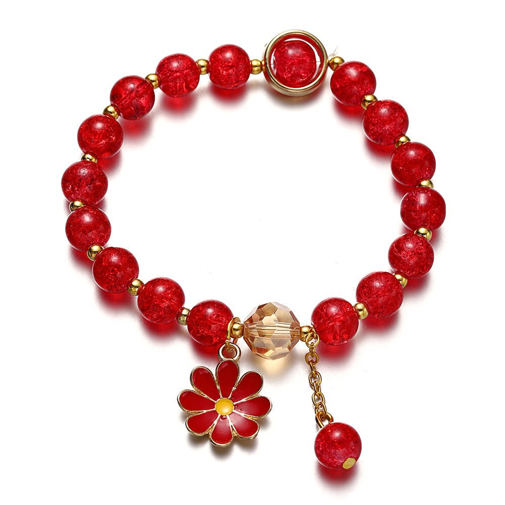 Women's fashion flower charm bracelet, elegant with eye-catching sparkle.