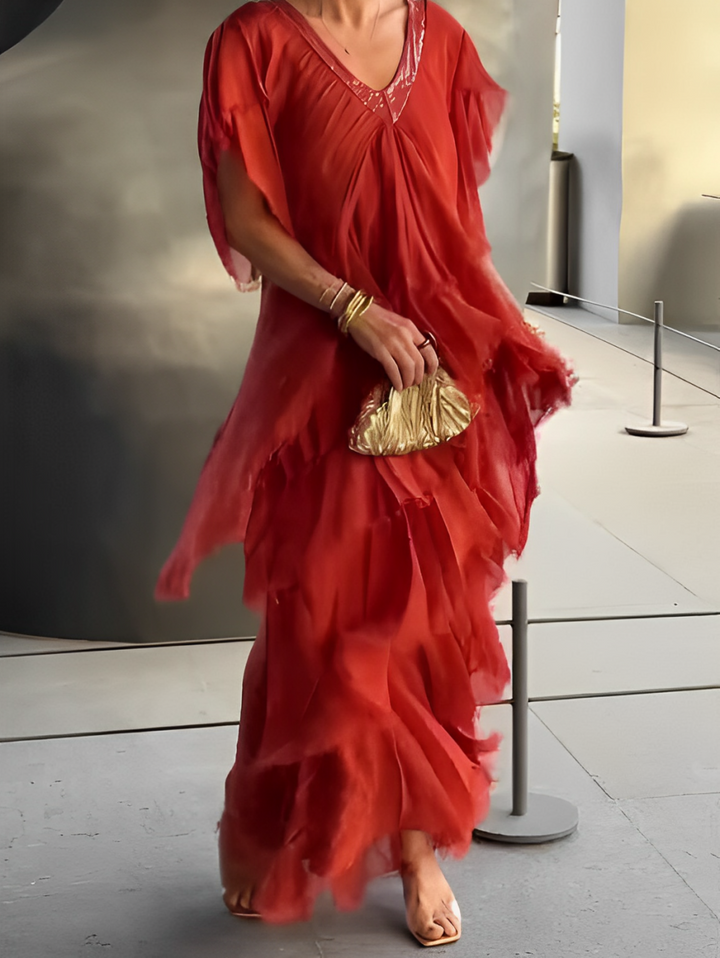 Graceful women's elegant maxi dress with flowing silhouette, a chic choice for formal events.