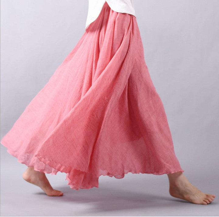 Bohemian flowy maxi skirt for women, designed for comfort and versatile styling in summer.