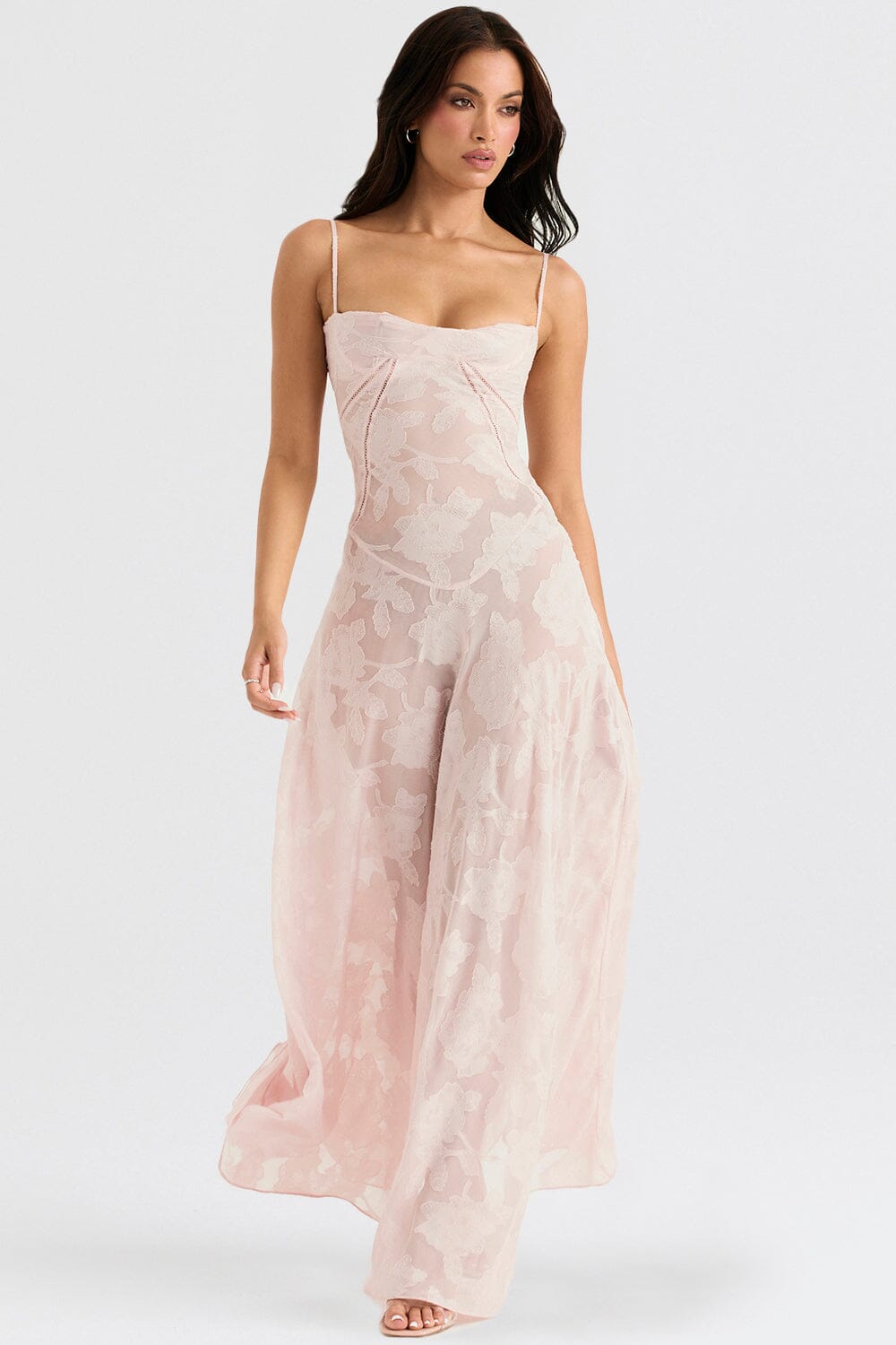 Formal women's elegant flowy maxi dress, ideal as an evening gown for galas, weddings, and special events.