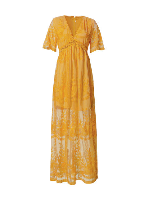 Ultra-comfortable women's flowy maxi dress, elegant V-neck design for versatile summer fashion & all-day wear.