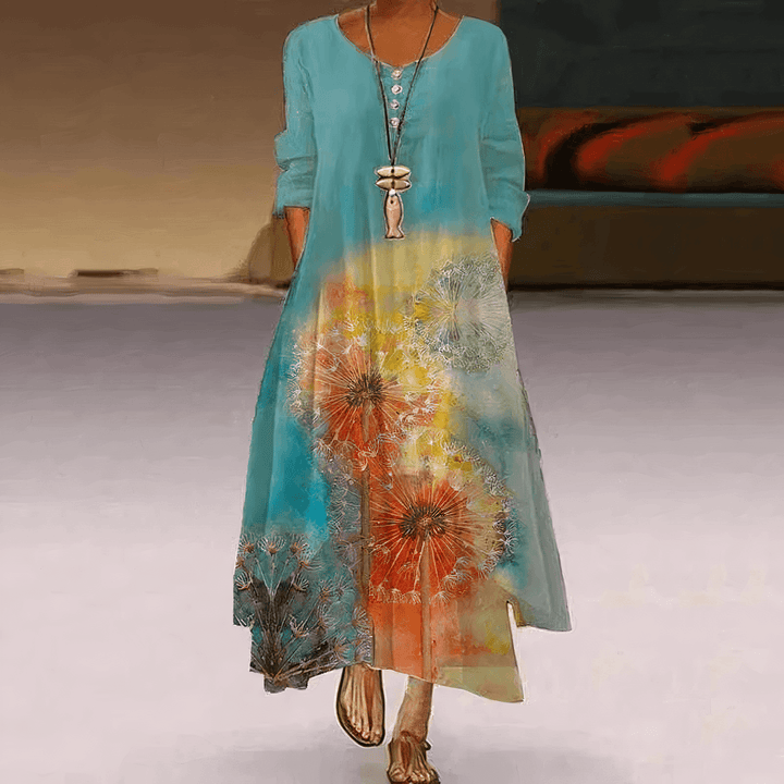 Sophisticated women's elegant maxi dress, a comfortable floral design for any occasion.