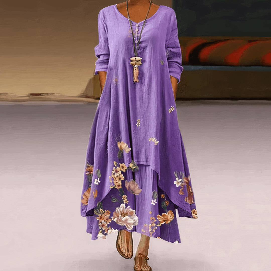 Flowy women's summer maxi dress with vibrant floral design, suitable for any occasion.