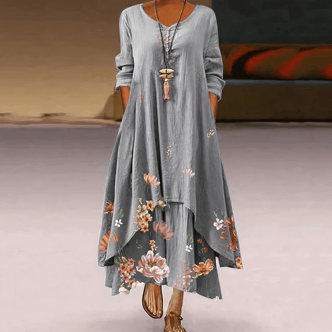 Women's versatile floral maxi dress, combining elegance and comfort for special events.