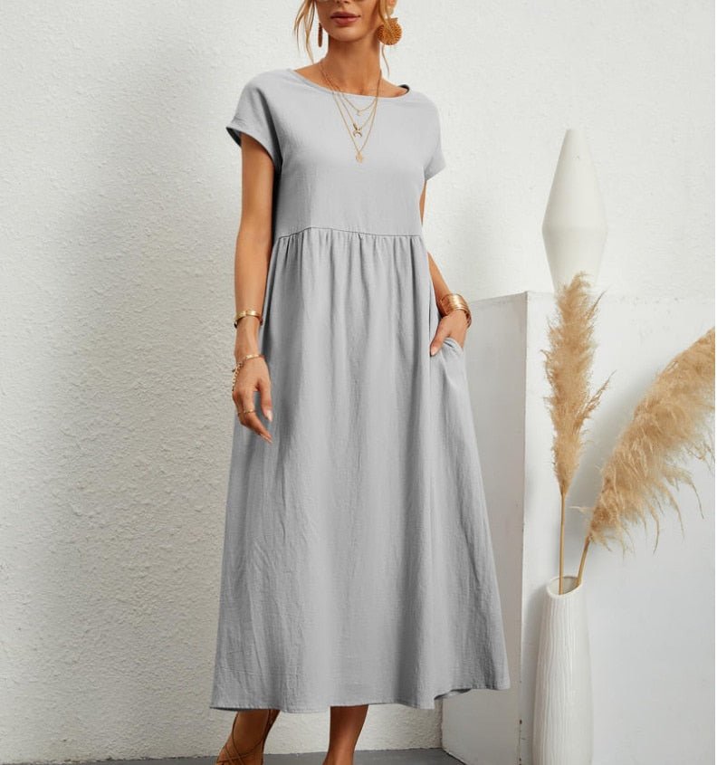 Comfortable, elegant women's maxi dress. Flowy summer style, breathable for casual & versatile fashion.