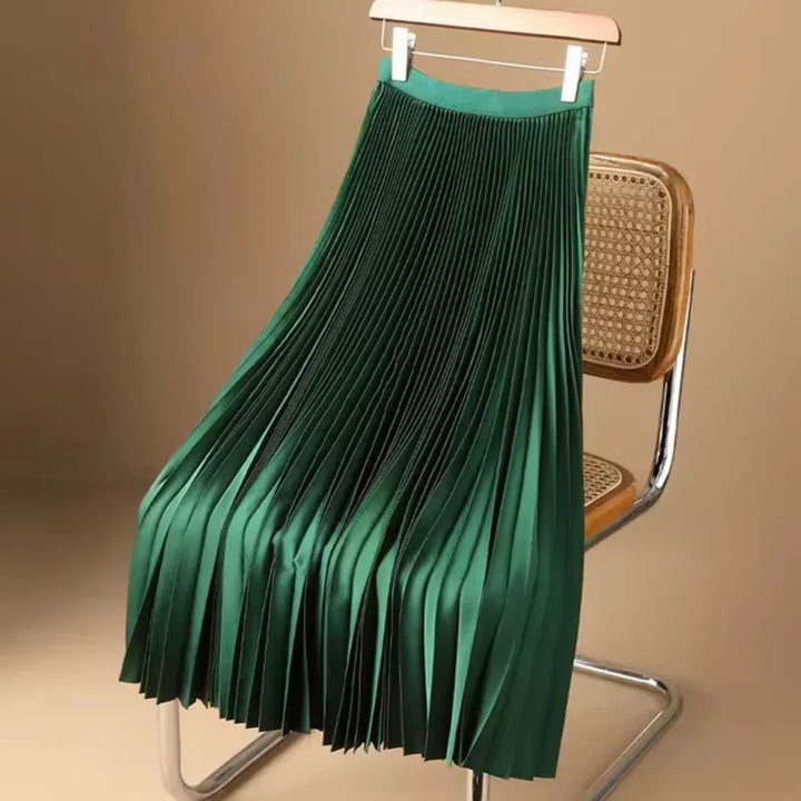 High-quality women's elegant flowy pleated midi skirt. Perfect for versatile, all-season fashion.