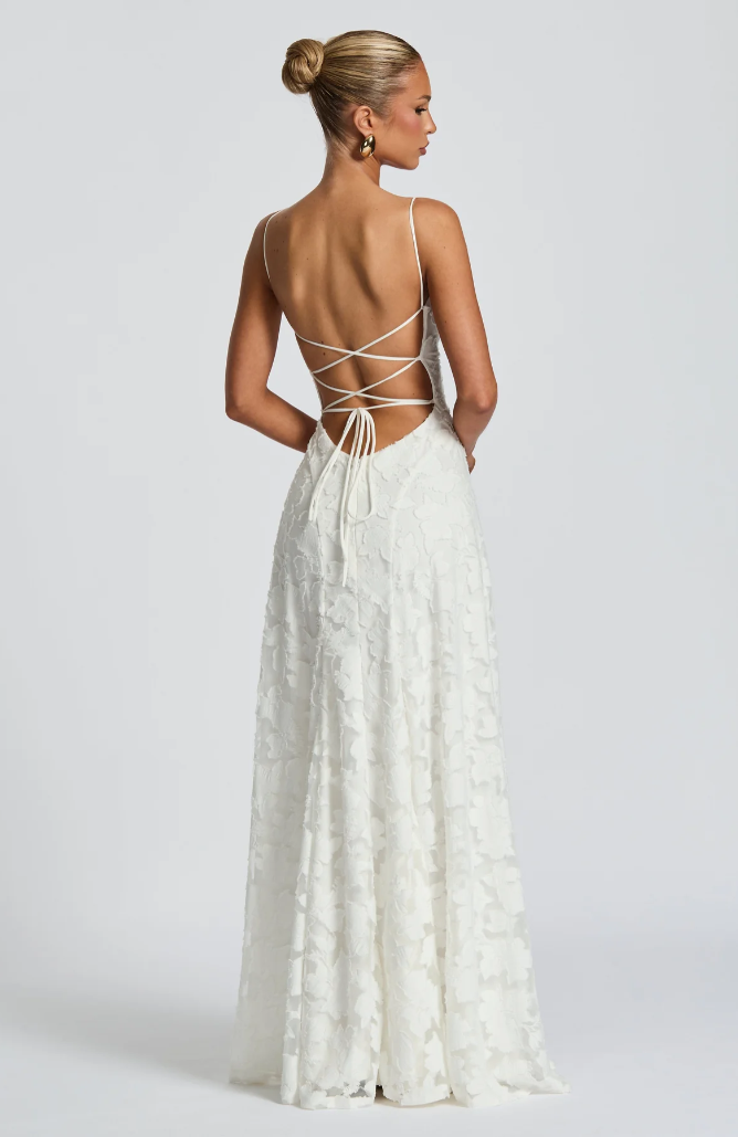 Women's elegant formal long dress. Sophisticated evening maxi gown for special occasions.