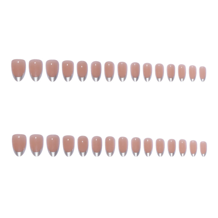 Quick women's French tip press-on nail set. Achieve a salon-quality manicure with these elegant artificial false nails.