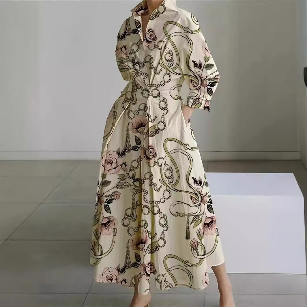 Feminine women's front wrap collared maxi dress. Elegant and versatile for any long dress occasion.