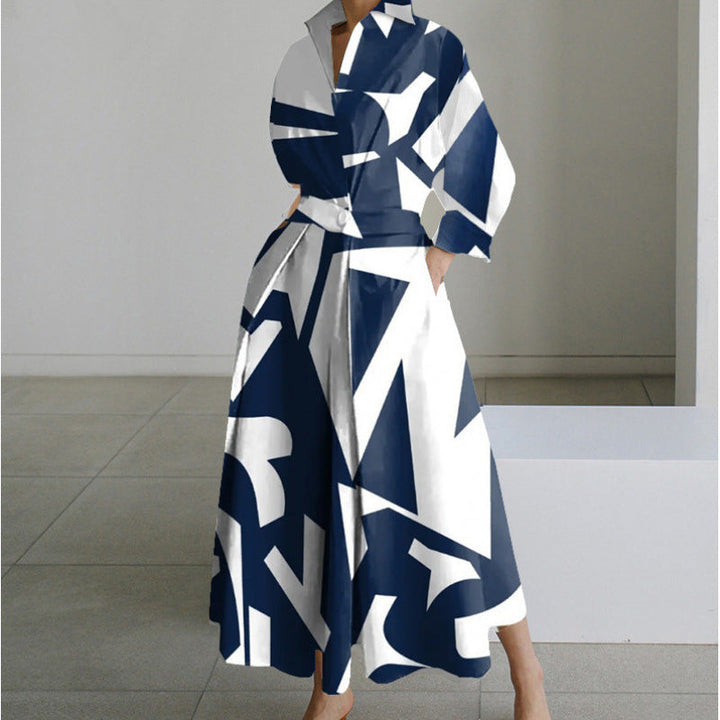 Sophisticated women's elegant front wrap maxi dress featuring a stylish collar.