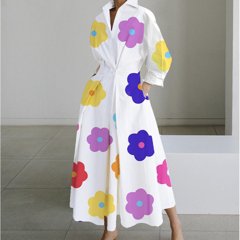 Versatile women's long collared wrap maxi dress. Perfect for spring, offering elegant casual chic.