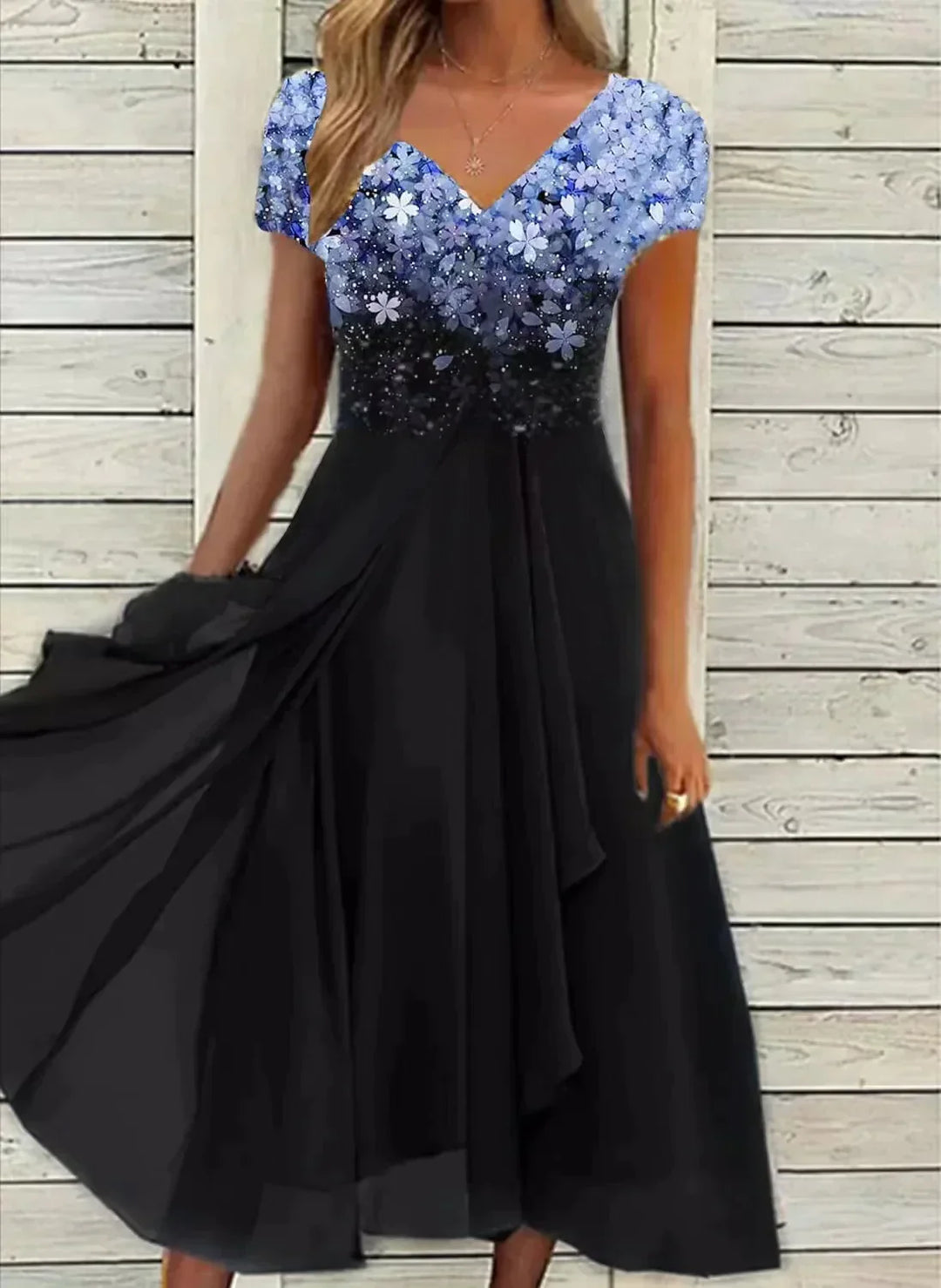 Glamorous women's party dress or evening wear. Elegant, versatile, and sophisticated long dress.