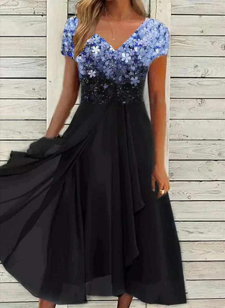 Glamorous women's party dress or evening wear. Elegant, versatile, and sophisticated long dress.