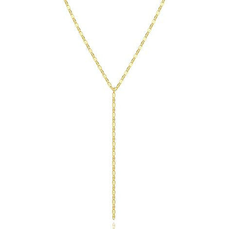 Elegant women's gold Y-chain lariat necklace with a pearl, a perfect fashion gift.