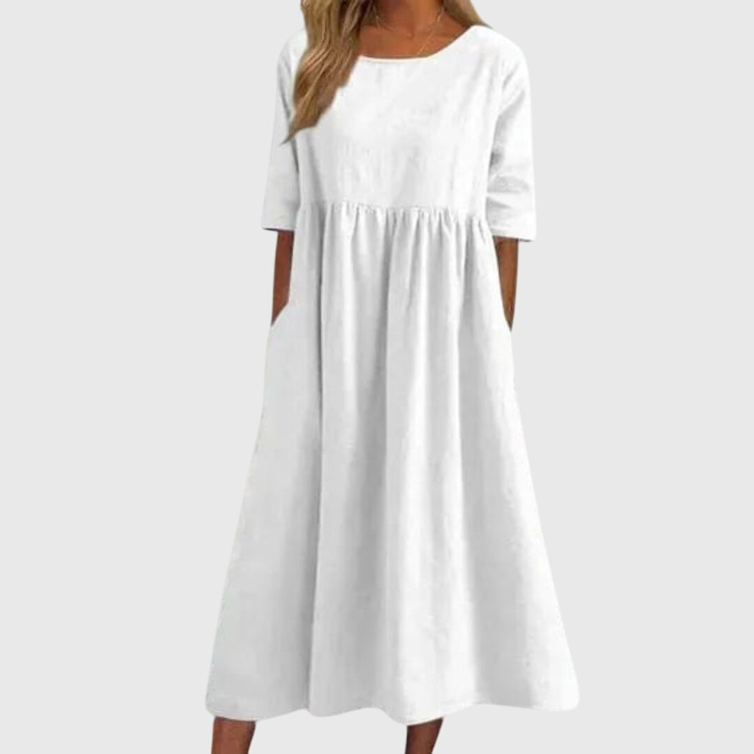 Elegant Women's Haisley Short-Sleeve Midi Dress. Classic, flattering fit perfect for office or party.