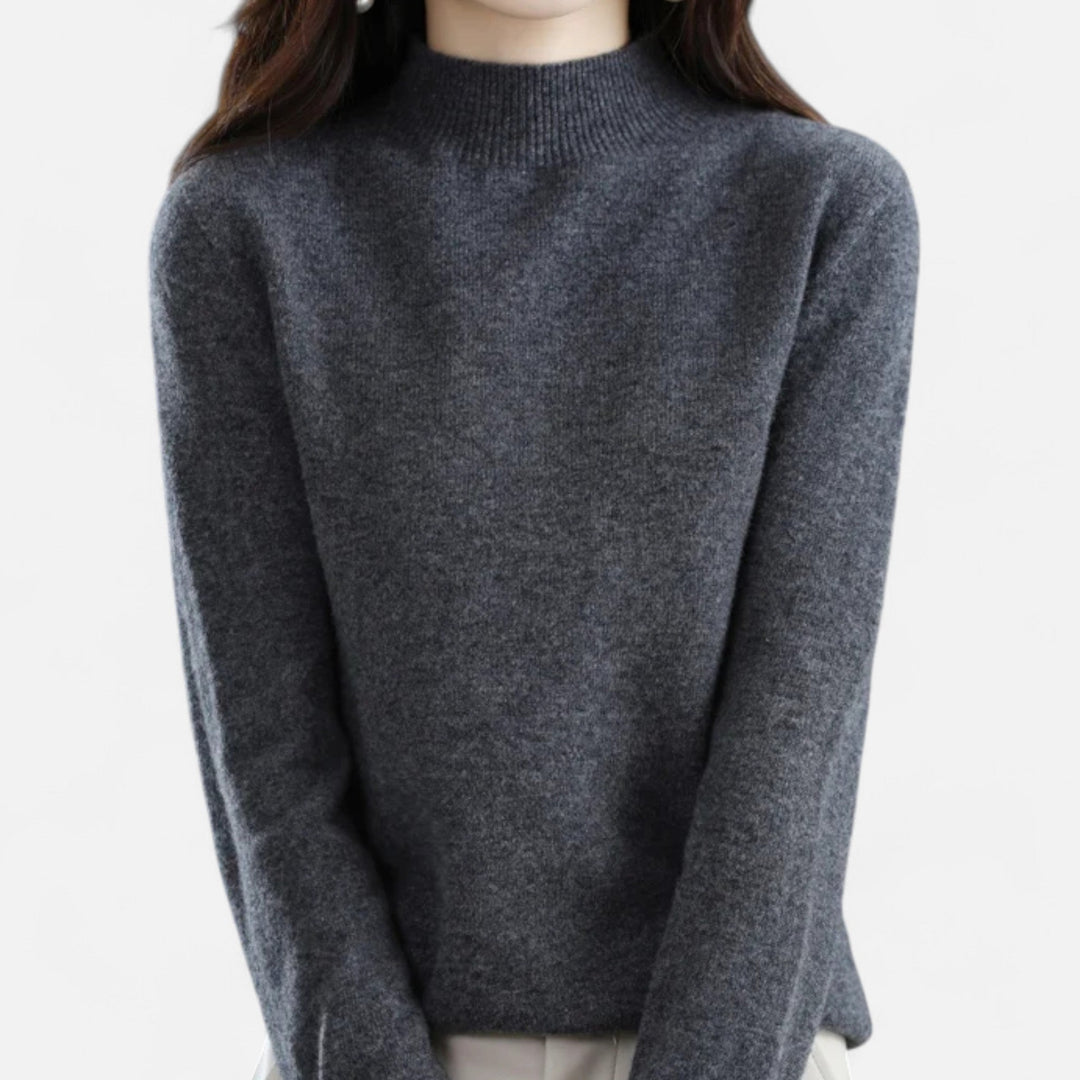Elegant women's half-neck pullover sweater, perfect for smart casual autumn & winter layering.