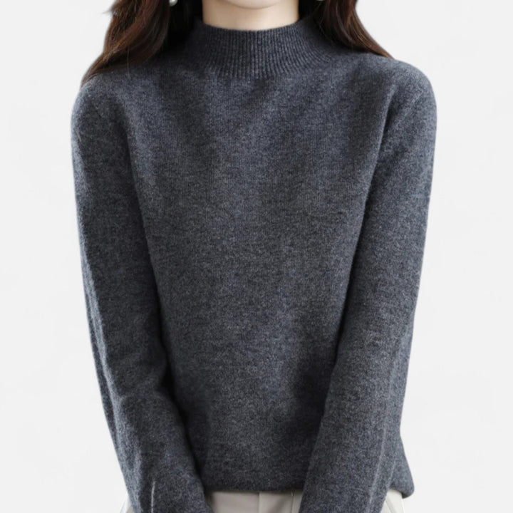Elegant women's half-neck pullover sweater, perfect for smart casual autumn & winter layering.