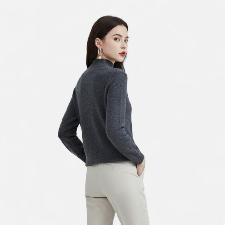 Stylish women's half-neck pullover sweater for effortless elegance, suitable for autumn & winter.