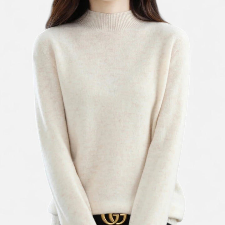Effortlessly elegant women's half-neck pullover sweater, offering cozy warmth for autumn & winter style.