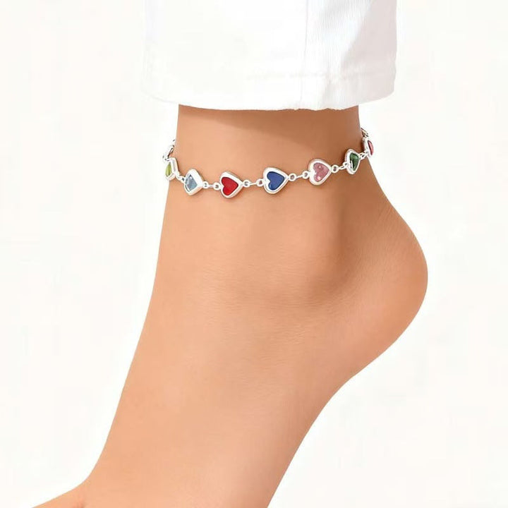 Beautiful heart gemstone jewelry set, packaged for a thoughtful gift for her. Bracelet, anklet, necklace.