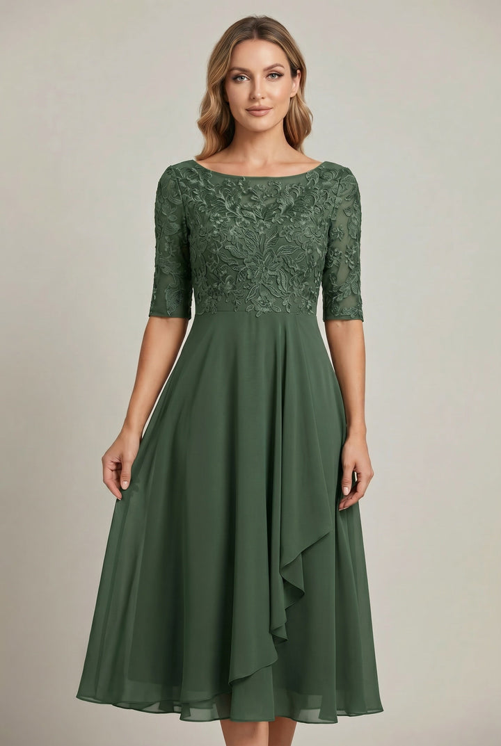 Fashionable women's high waist flared midi dress. Comfortable, sophisticated, and perfect for timeless style.
