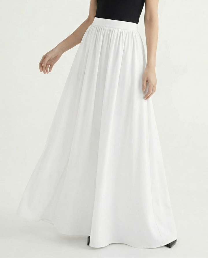 Comfortable elegant flowing maxi skirt, women's high-waist design for all-day wear.