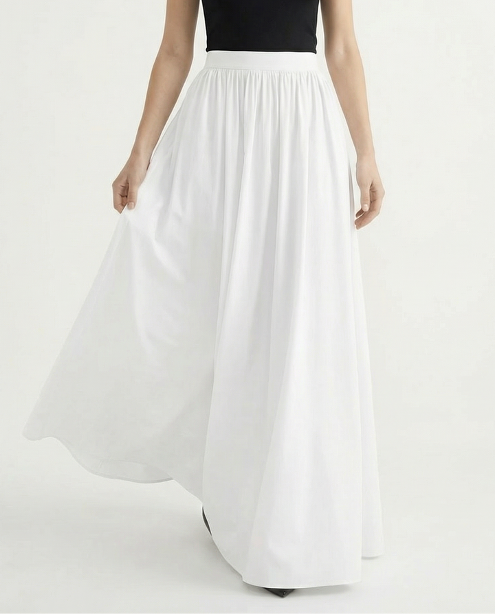 Elegant flowing fabric high-waist maxi skirt, women's comfortable & stylish design.