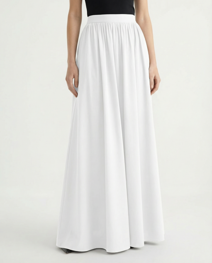Chic women's elegant flowing high-waist maxi skirt, perfect for spring and summer outfits.