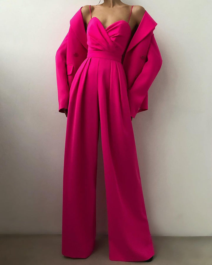 Summer-ready women's wide-leg overall, high waist, sweetheart neckline, perfect for party or casual.