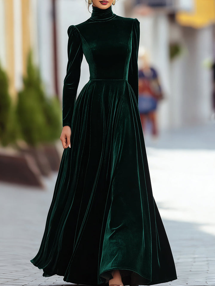 Stunning women's high-waist pleated maxi dress. Elegant long sleeve design for special occasion wear.