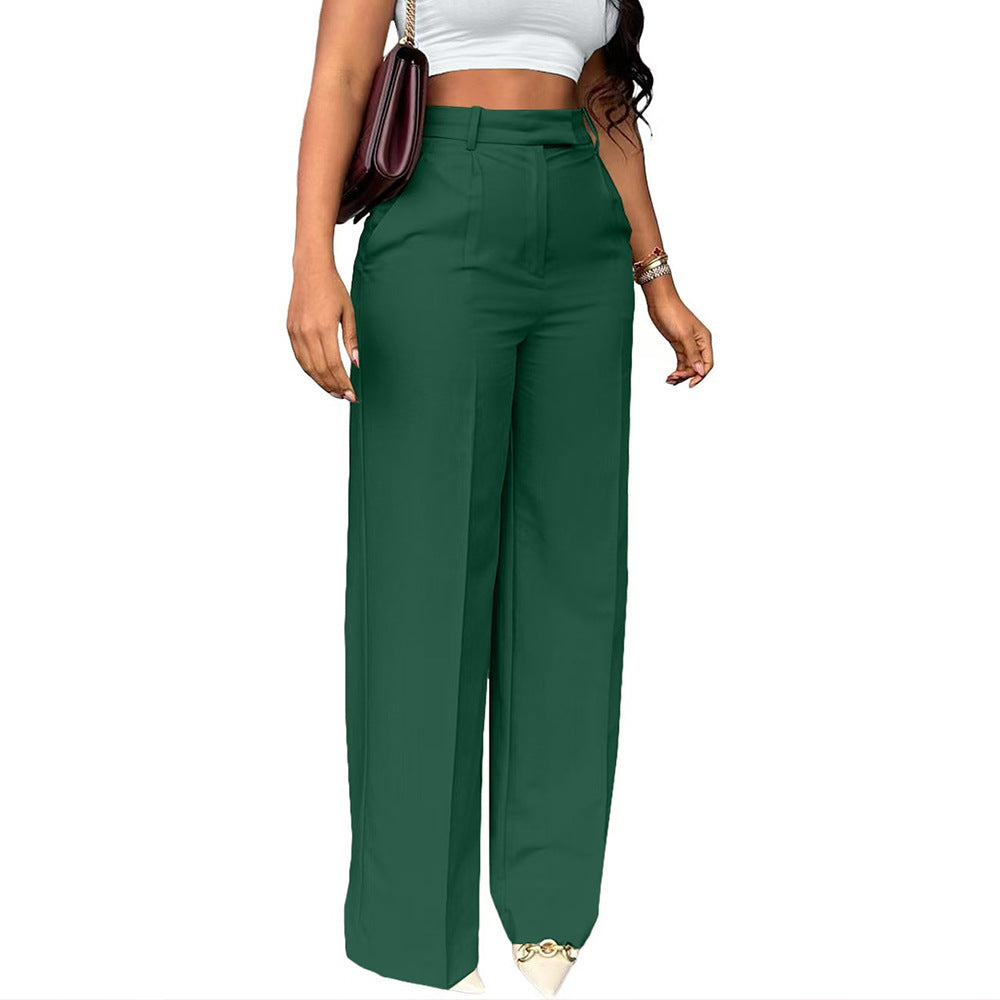 Flowy wide leg women's trousers with a high waist, offering modern comfort and elegant style.