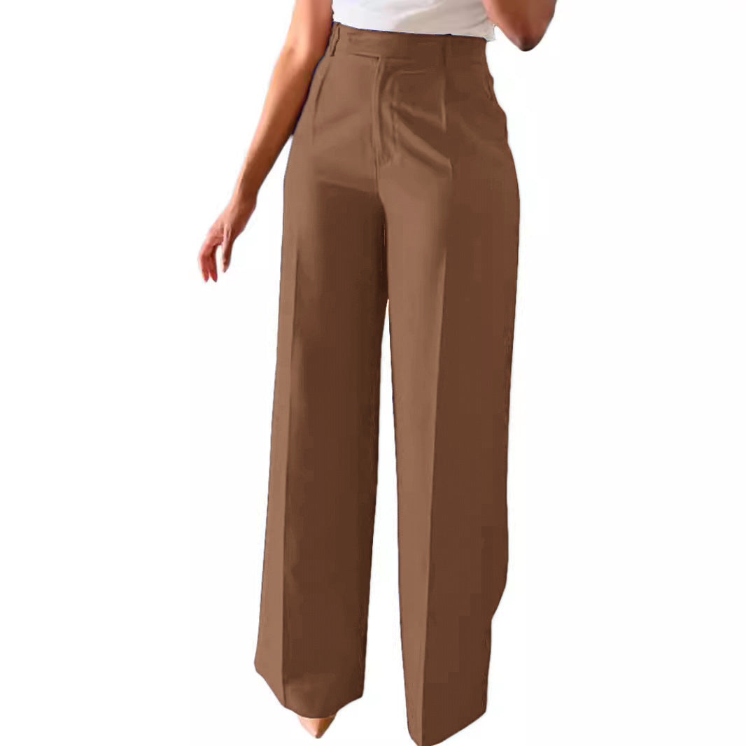 Elegant classic fit high waist wide leg women's pants, perfect for a chic modern outfit.