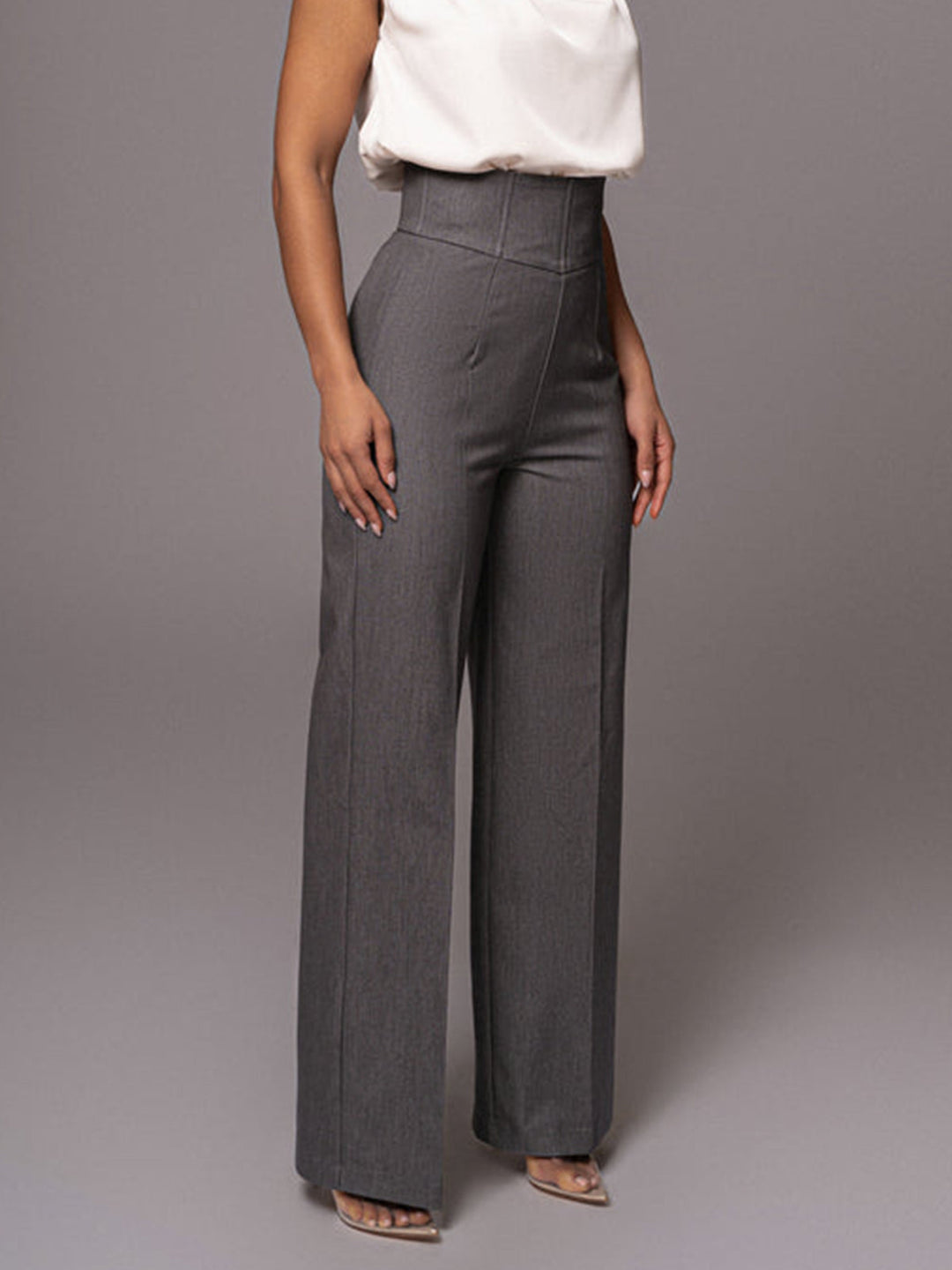 Stylish high waist wide leg trousers for women, ideal office wear & professional work attire.