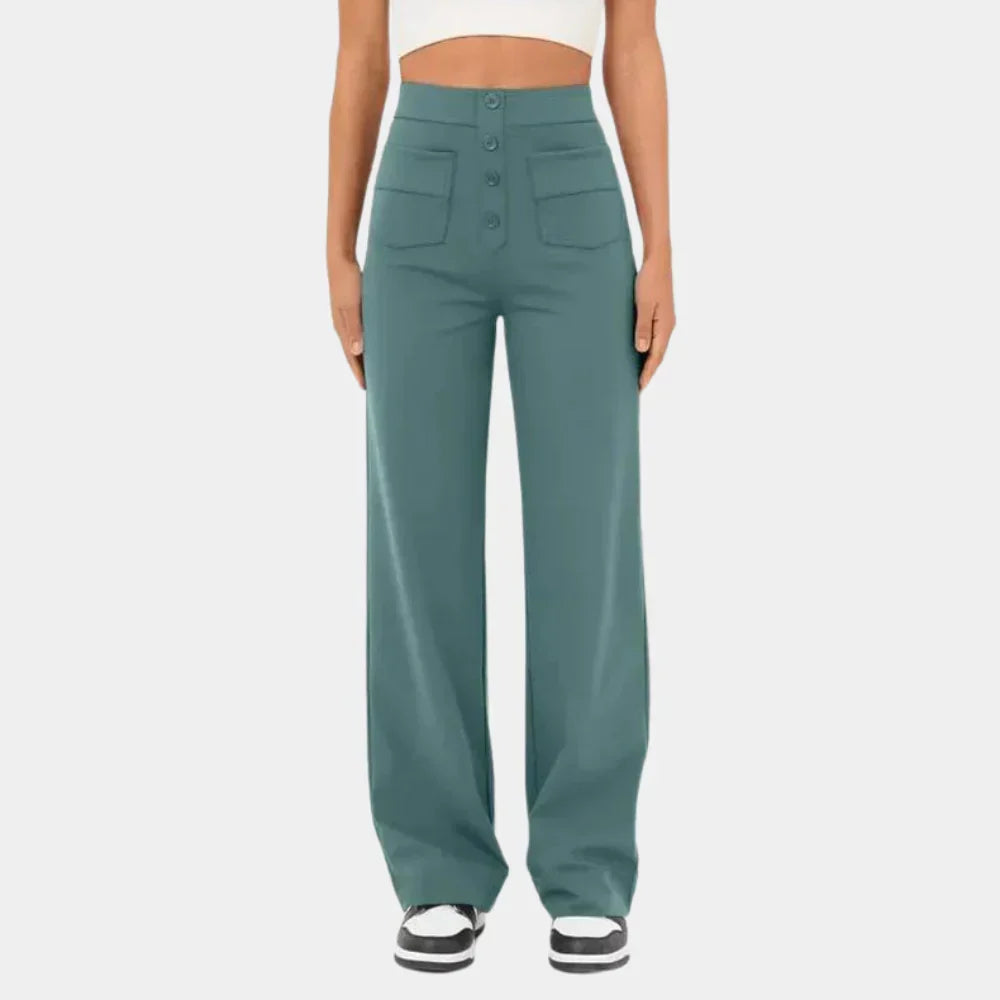 Elegant women's high-waisted straight-leg trousers for a flattering, versatile fit, perfect for any occasion.