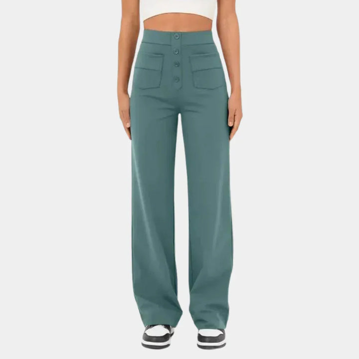 Elegant women's high-waisted straight-leg trousers for a flattering, versatile fit, perfect for any occasion.