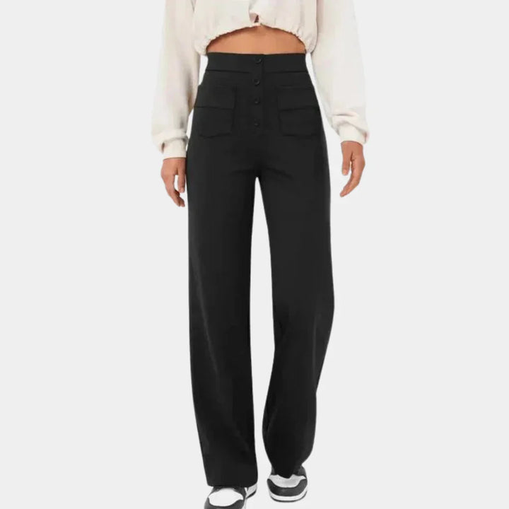 Stylish women's high-waisted straight-leg casual pants, offering comfort and modern style for everyday wear.