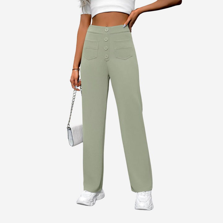 Versatile women's high-waisted straight-leg pants, easily transition from office to casual, a wardrobe staple.
